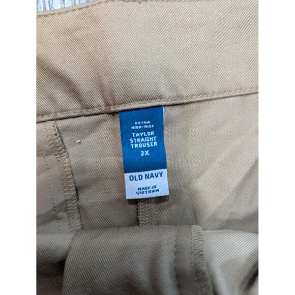 Old Navy Pants Womens 2X Khaki‎ Beige Extra High Rise Taylor Straight Trouser - Picture 6 of 10